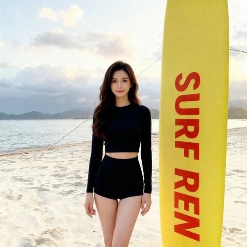 Long Sleeve Two Piece Swimsuit - Slimming High Waist Thermal Beachwear for Surfing