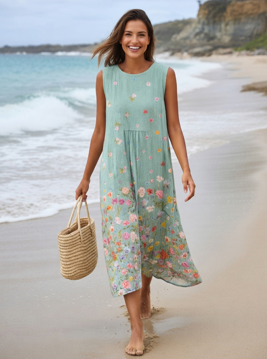 Women's Vintage Sleeveless Wrap Dress | Plus Size with Pockets up to 5XL