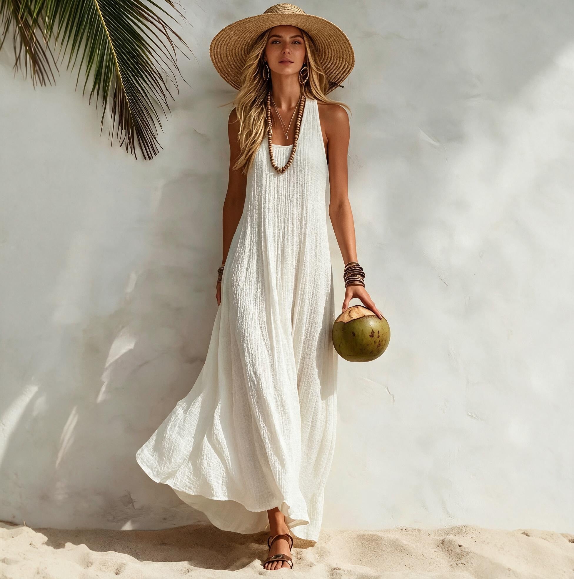 Women's Solid Color Maxi Dress | Versatile Summer Beach Vacation Wear
