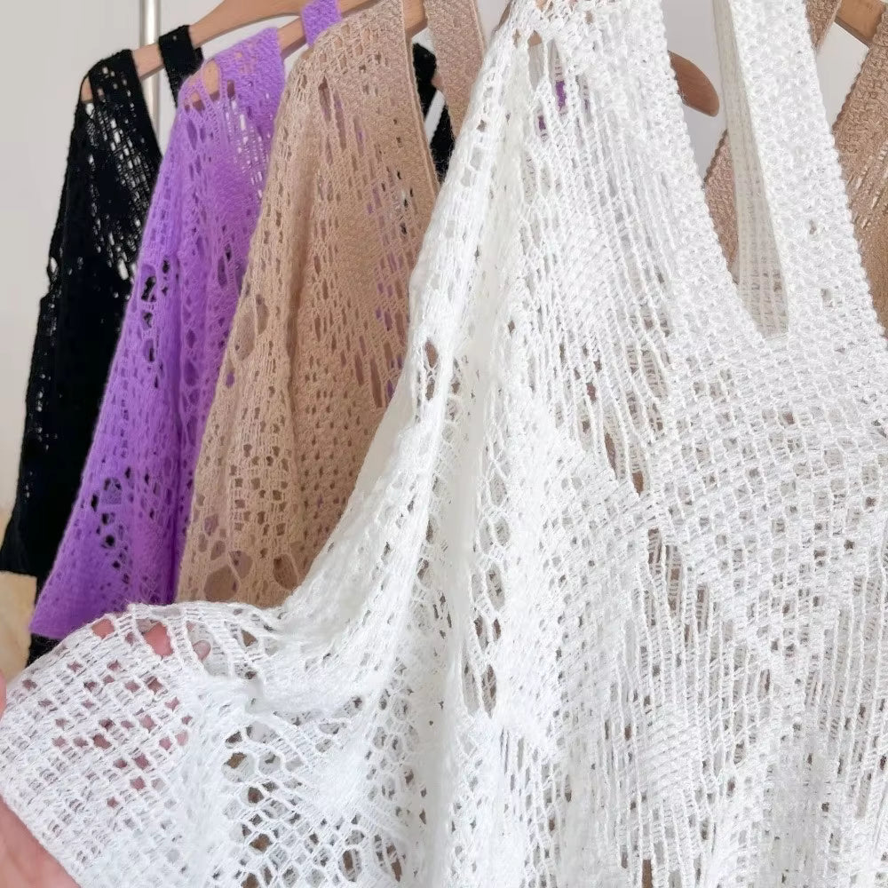 Women's Crochet Beach Shawl | Bohemian Tassel Sun Protection Cover Up