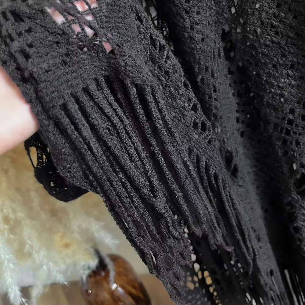 Women's Crochet Beach Shawl | Bohemian Tassel Sun Protection Cover Up