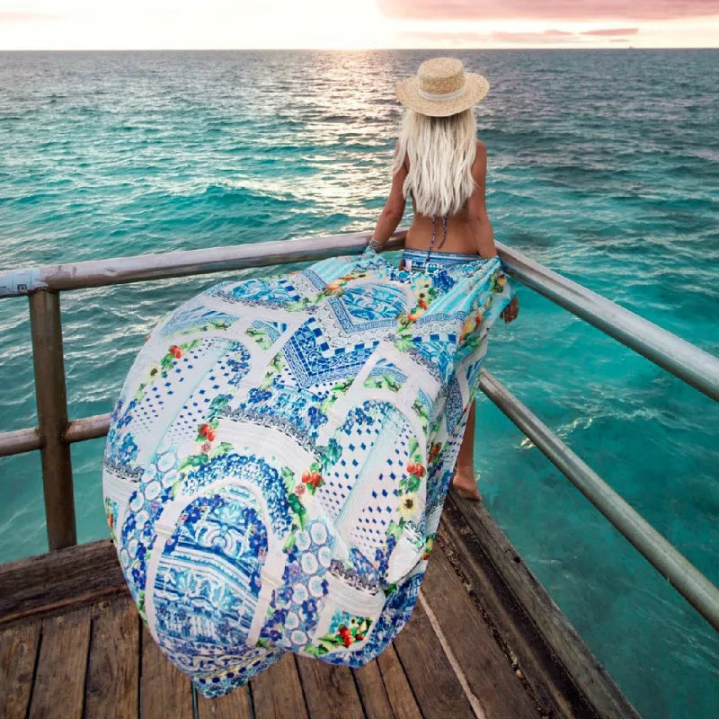 TEELYNN Women's Chiffon Floral Kimono | Long Sleeve Boho Beach Cover Up