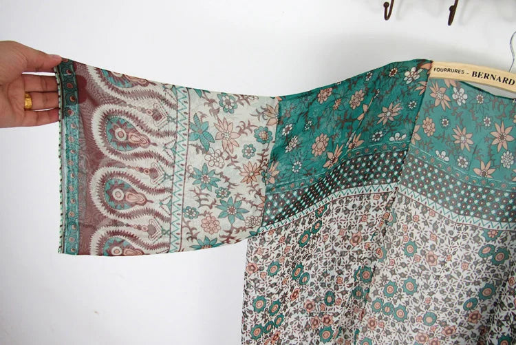 TEELYNN Women's Chiffon Floral Kimono | Long Sleeve Boho Beach Cover Up