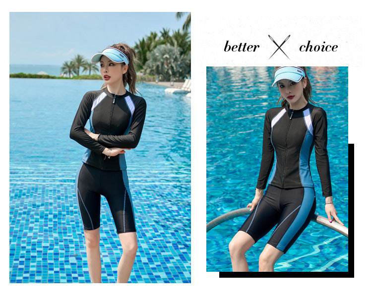 Women's 2-Piece Long Sleeve Rash Guard Set | UV Sun Protection Swim Top & Bottoms