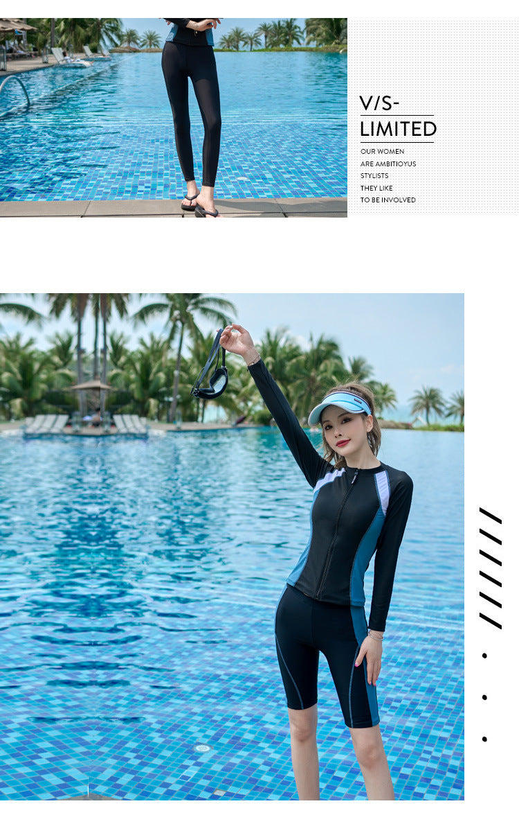 Women's 2-Piece Long Sleeve Rash Guard Set | UV Sun Protection Swim Top & Bottoms