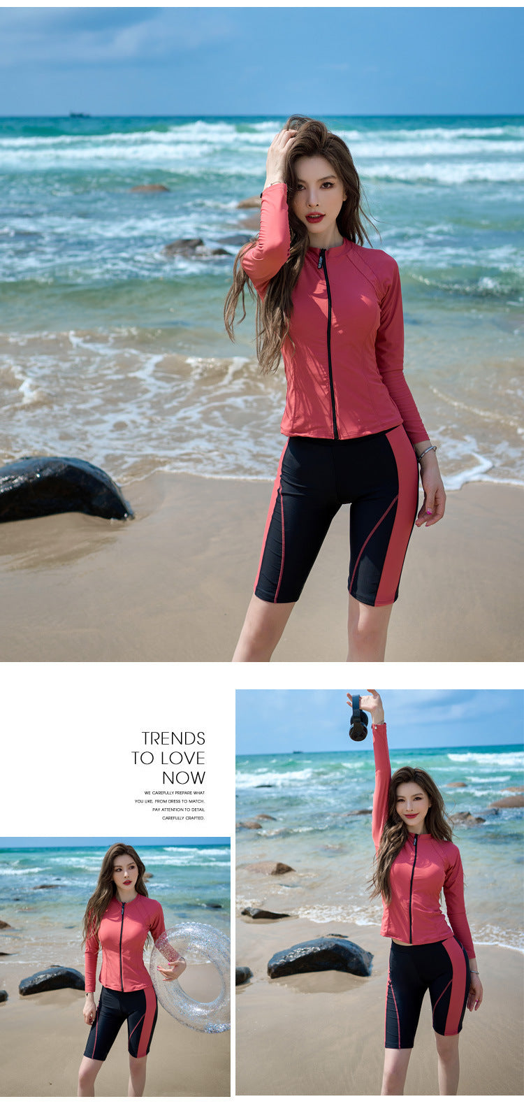 Women's 2-Piece Long Sleeve Rash Guard Set | UV Sun Protection Swim Top & Bottoms