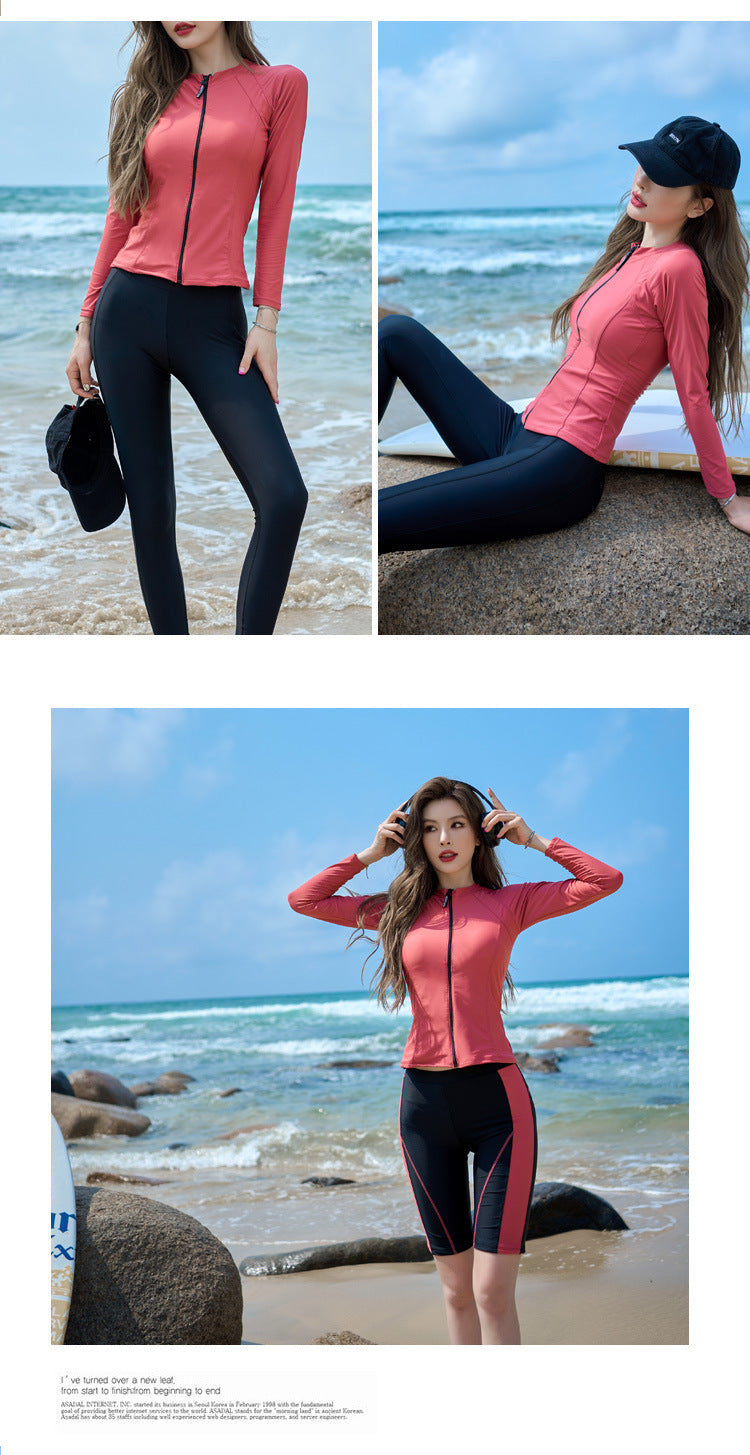 Women's 2-Piece Long Sleeve Rash Guard Set | UV Sun Protection Swim Top & Bottoms