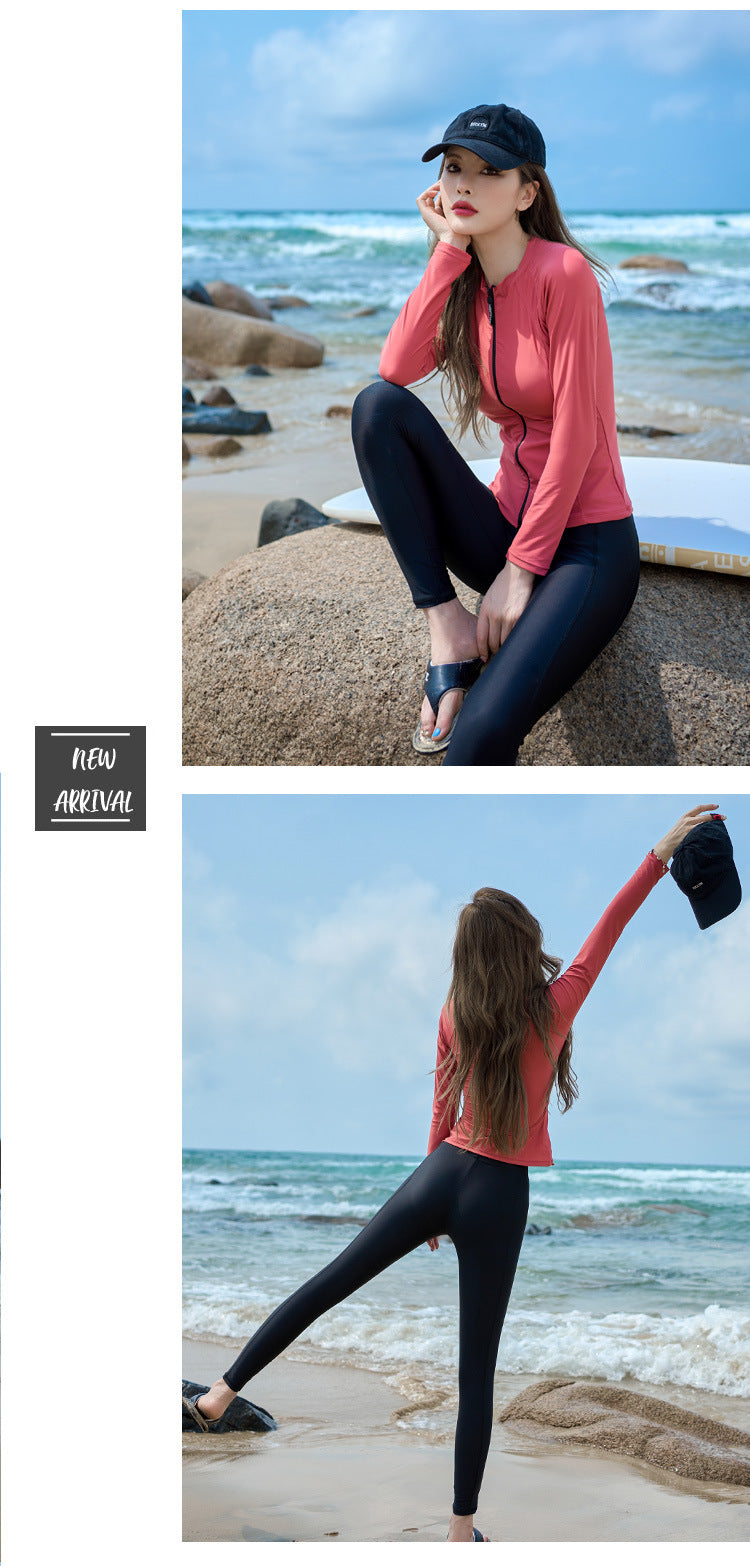 Women's 2-Piece Long Sleeve Rash Guard Set | UV Sun Protection Swim Top & Bottoms
