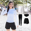 Women's 5-Piece Long Sleeve Rash Guard Set | Swim Shirt, Leggings & Bikini with UV Protection