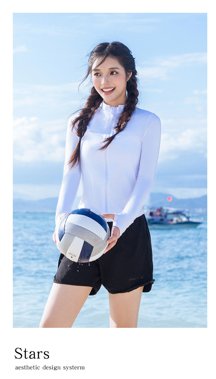 Women's 5-Piece Long Sleeve Rash Guard Set | Swim Shirt, Leggings & Bikini with UV Protection