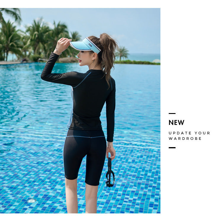 Women's 2-Piece Long Sleeve Rash Guard Set | UV Sun Protection Swim Top & Bottoms