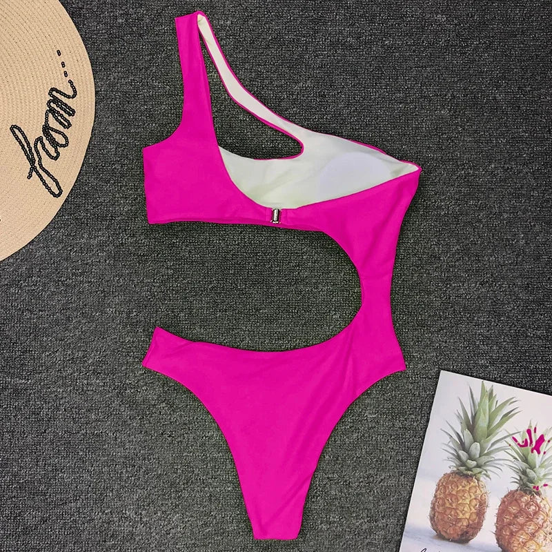 Women's Asymmetric One Shoulder One Piece Swimsuit | High Cut Monokini Swimwear