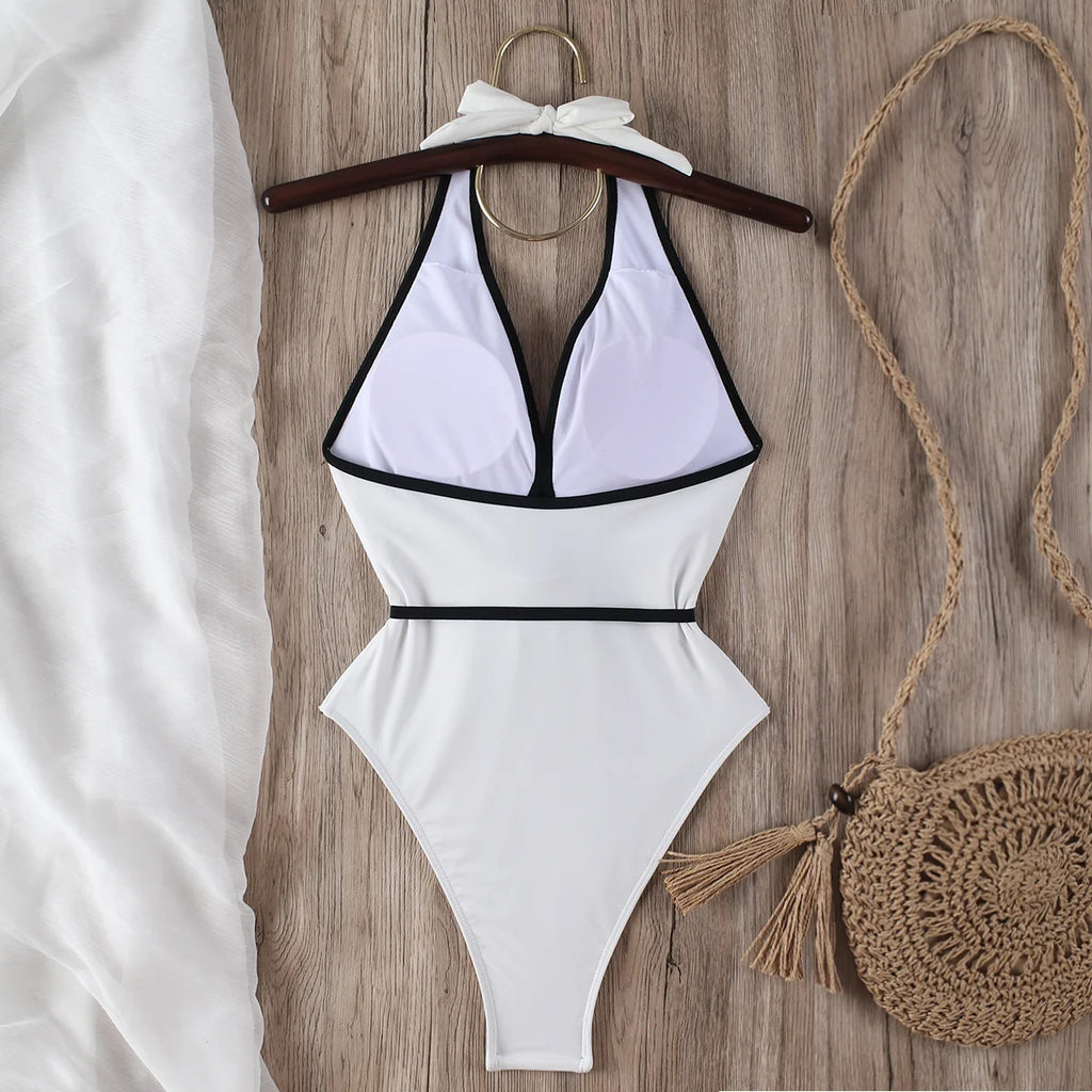 Women's Floral Halter Bandage One Piece Swimsuit | Summer Swimwear
