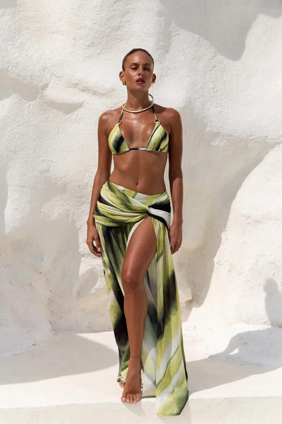 SEAURAL Women's 3-Piece Lace-Up Bikini Set | With Sheer Cover Up Swimsuit