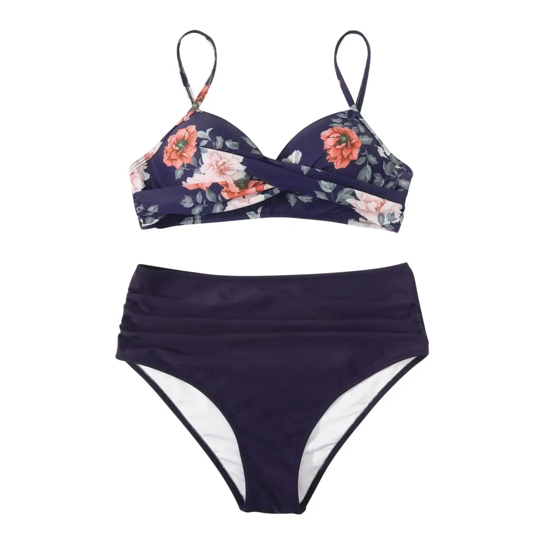 Vintage Print High Waist Bikini - Women's Push Up Swimsuit for Summer Beach