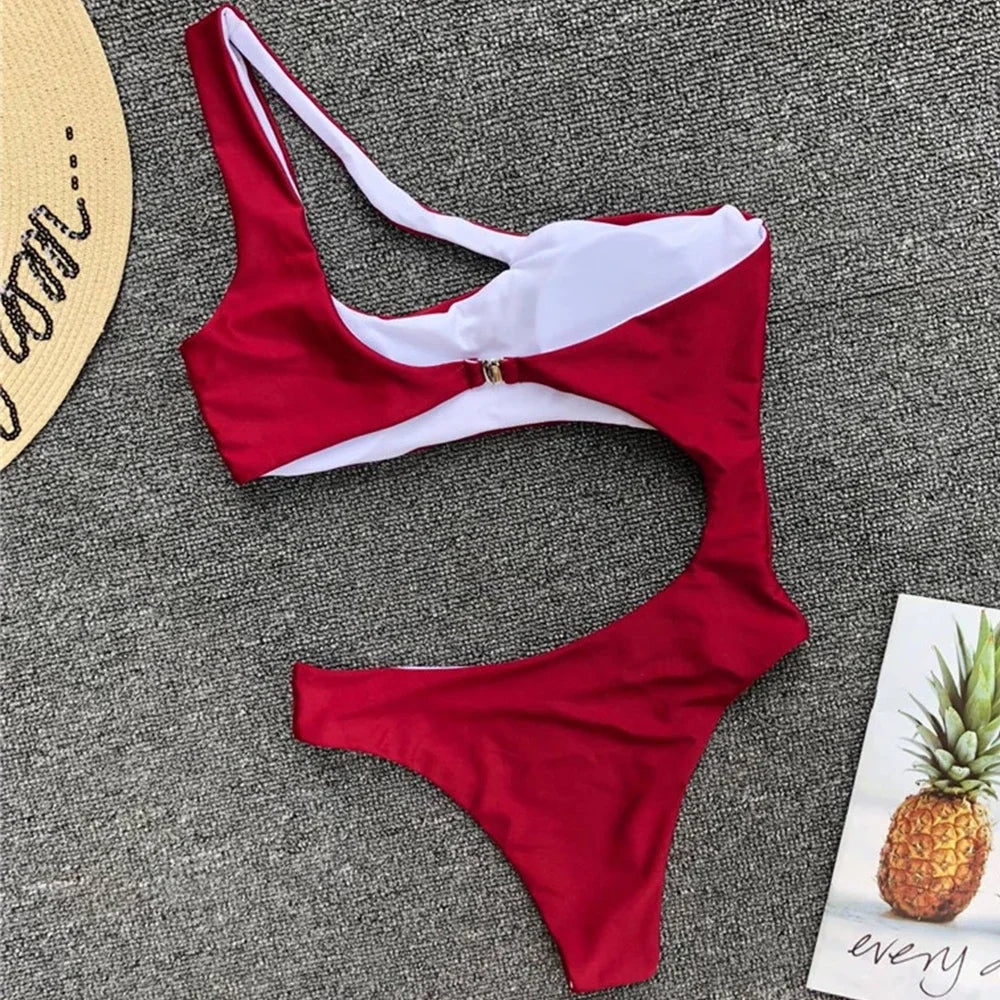 Women's Asymmetric One Shoulder One Piece Swimsuit | High Cut Monokini Swimwear