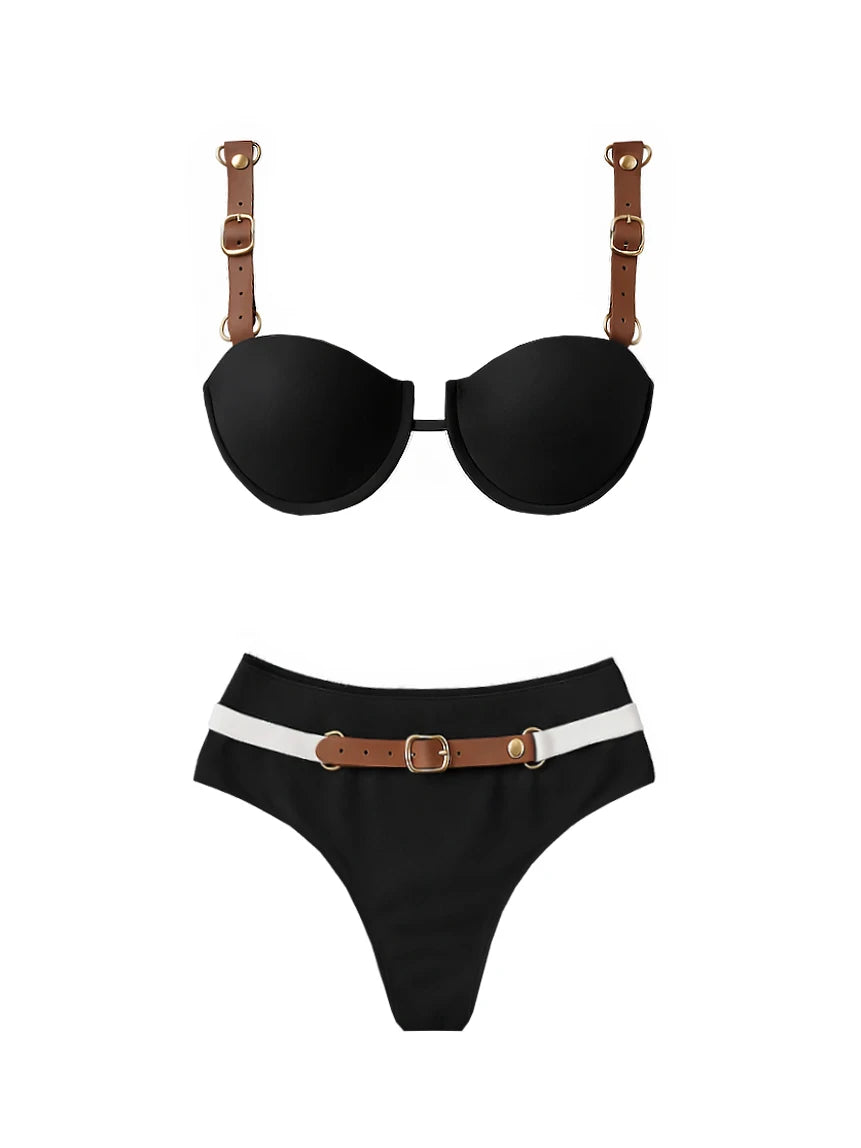 Women's Corset Style Denim Bikini Set | Sexy Casual Swimwear for Mature Women
