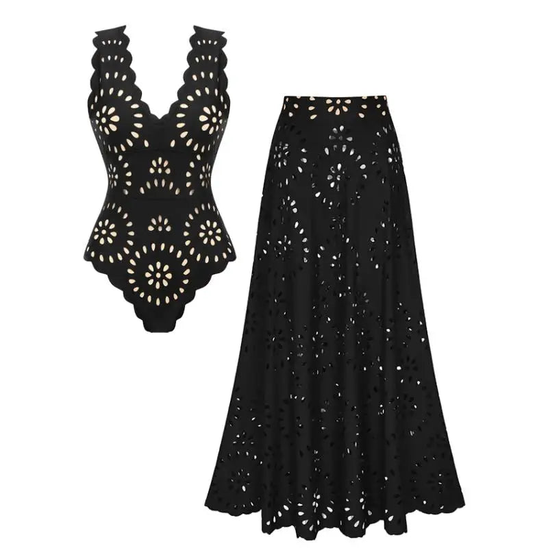 Women's Vintage Print Deep V Bikini Set | High Waist Two-Piece Swimwear