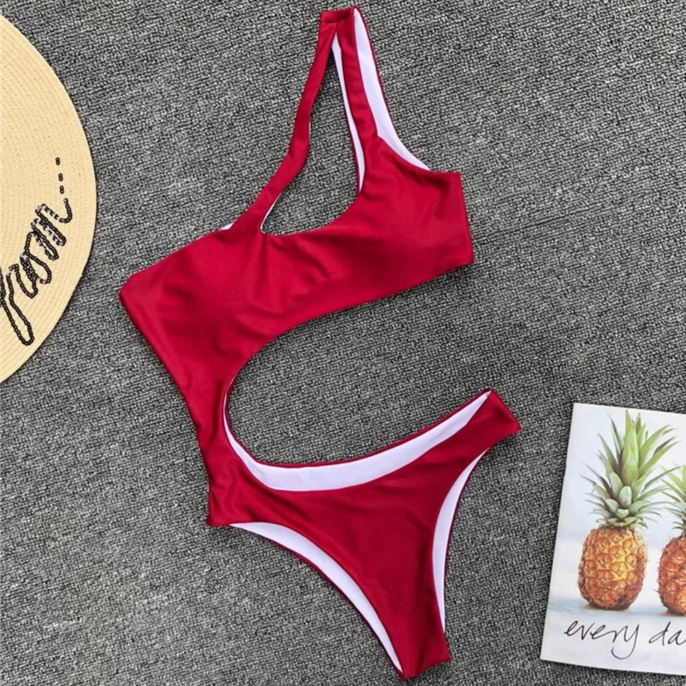 Women's Asymmetric One Shoulder One Piece Swimsuit | High Cut Monokini Swimwear