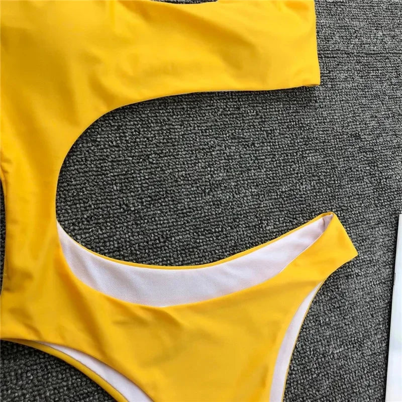 Women's Asymmetric One Shoulder One Piece Swimsuit | High Cut Monokini Swimwear