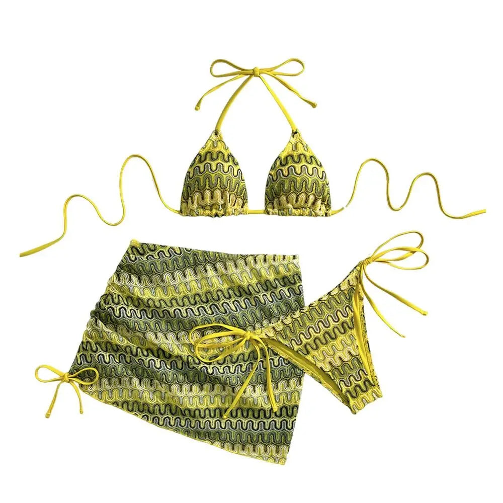 Women's 3-Piece Brazilian Bikini Set | Halter Swimwear for Summer Beach