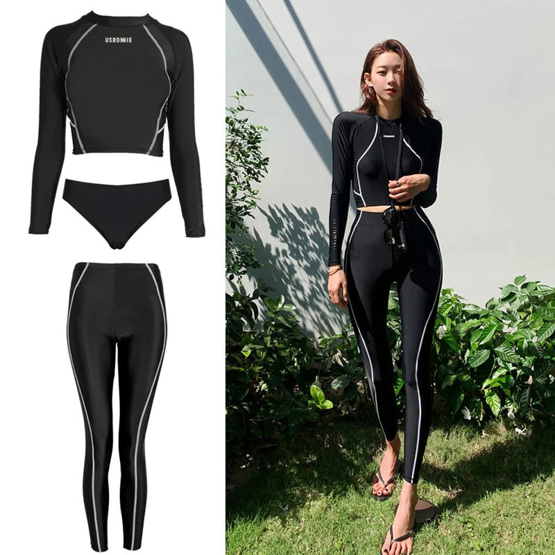 Women's Long Sleeve Rash Guard Swimsuit | UPF Sun Protection Beach Wear