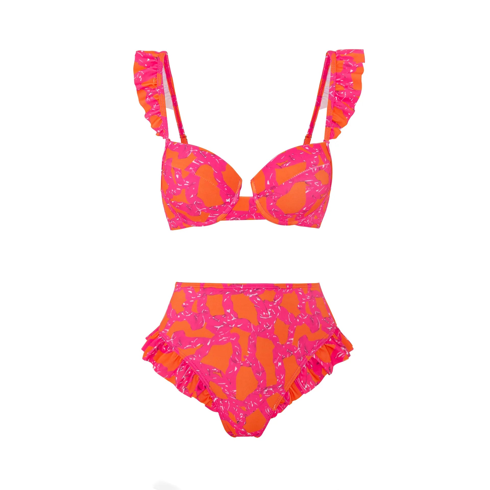 Women's Floral Ruffle Bikini Set | Push Up Swimsuit with Beach Skirt Cover Up