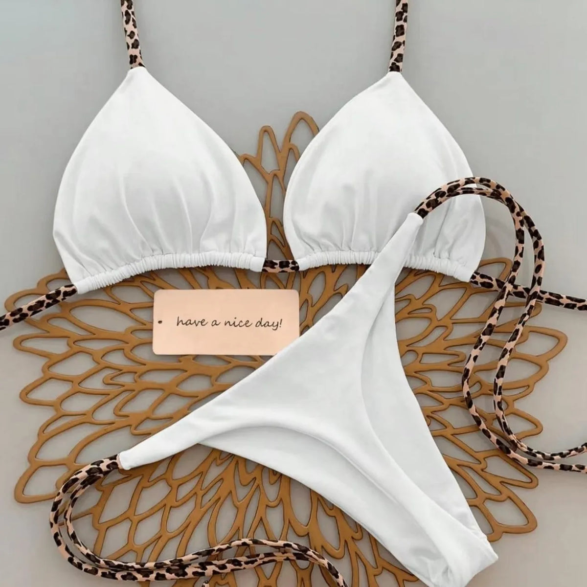 Women's Leopard Print Bikini Set | Sexy Thong Swimwear for Beach Vacation