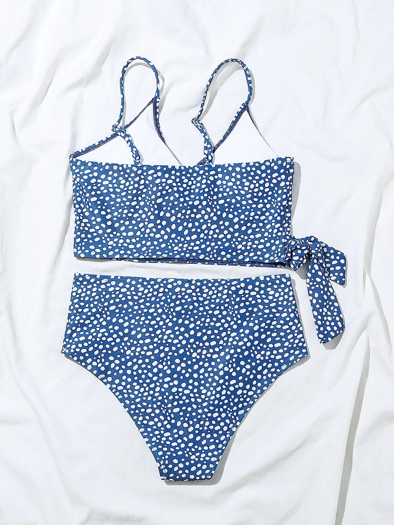 Women's Dot Print Bikini Set | High Waist Brazilian with Push Up & Lace Up