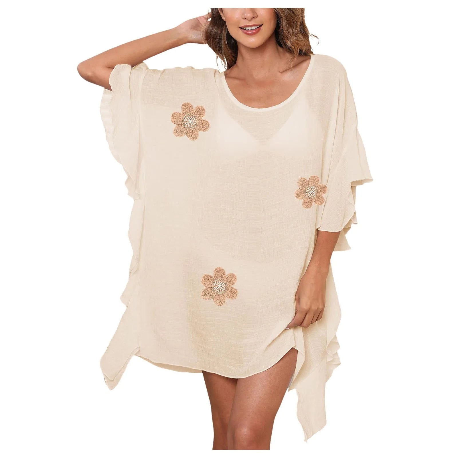 Women's Plus Size Beach Cover Up | Sun Protection Transparent Tunic Dress