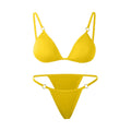 Vacation Woman Girl Solid Color Metal Buckle Sling Backless Split Swimwear Bikini Set Two Piece Swimsuit