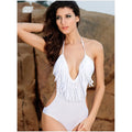 Women's Fringe Trim One-Piece Swimsuit | Spaghetti Strap Tummy Control Bathing Suit