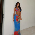 Blue Floral 3 Piece Bikini Set - Sexy Women's Swimsuits for Beach & Swimming
