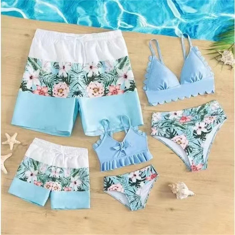 Family Matching Swimwear Set | Boys Beach Shorts & Mother Daughter Swimsuit