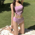 Women's High Waist Bikini Set | Drawstring Two-Piece Korean Swimwear