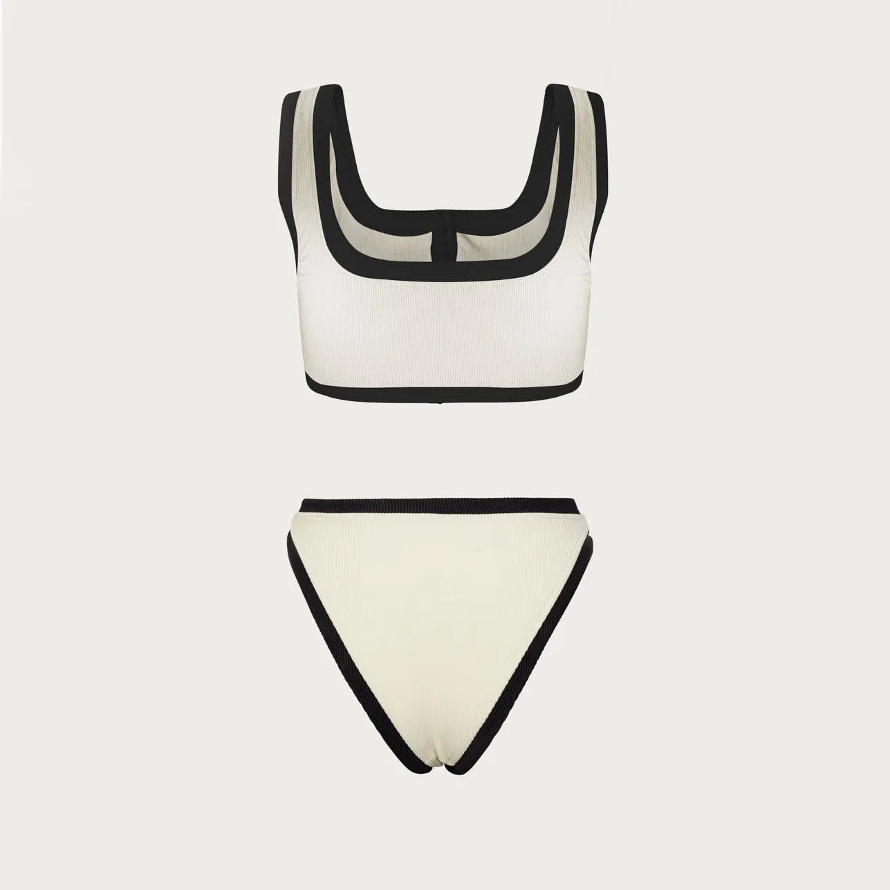 Women's High Waist Ribbed Bikini Set | Two-Piece Swimwear with Shorts