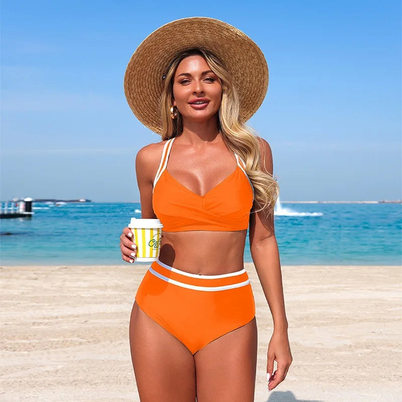 Women's High Waist Bikini Set 2026 | Y2K Sporty Two-Piece Swimsuit