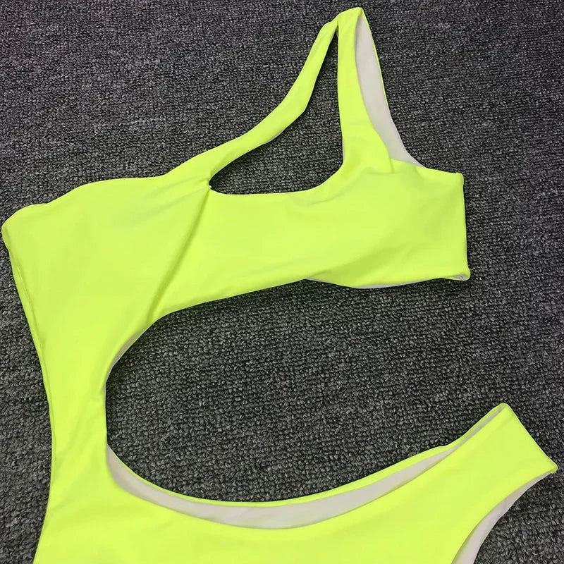 Women's Asymmetric One Shoulder One Piece Swimsuit | High Cut Monokini Swimwear