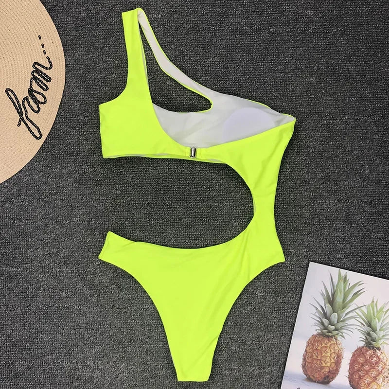 Women's Asymmetric One Shoulder One Piece Swimsuit | High Cut Monokini Swimwear