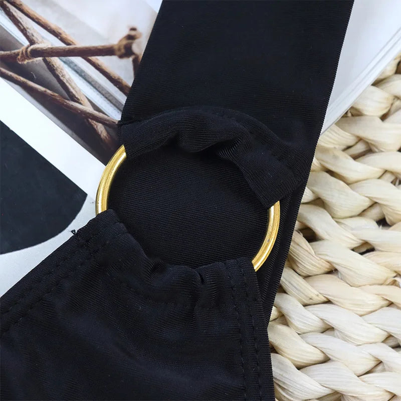 Vintage One Shoulder One Piece Swimsuit - Black Monokini Bathing Suit
