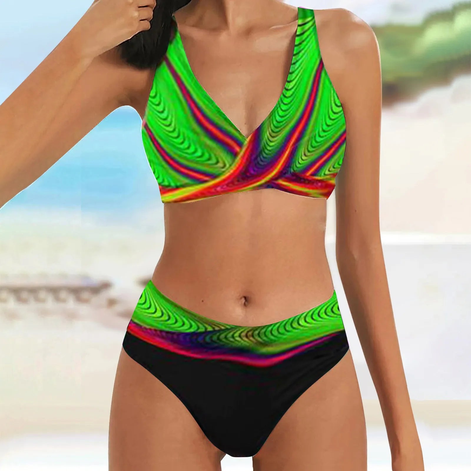 Color Block High Waist Bikini Set | Sexy Brazilian Swimsuit for Women