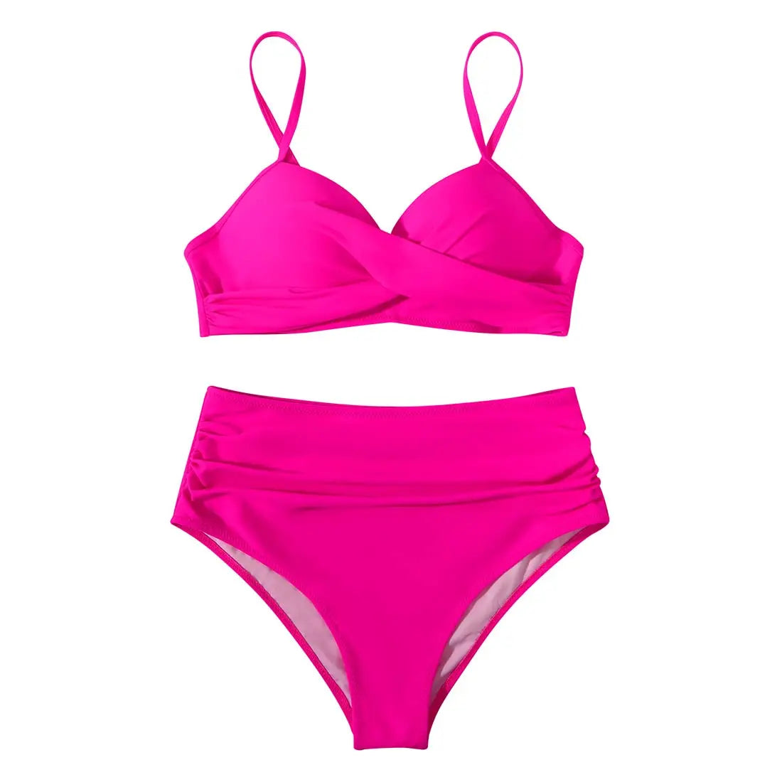 Vintage Print High Waist Bikini - Women's Push Up Swimsuit for Summer Beach