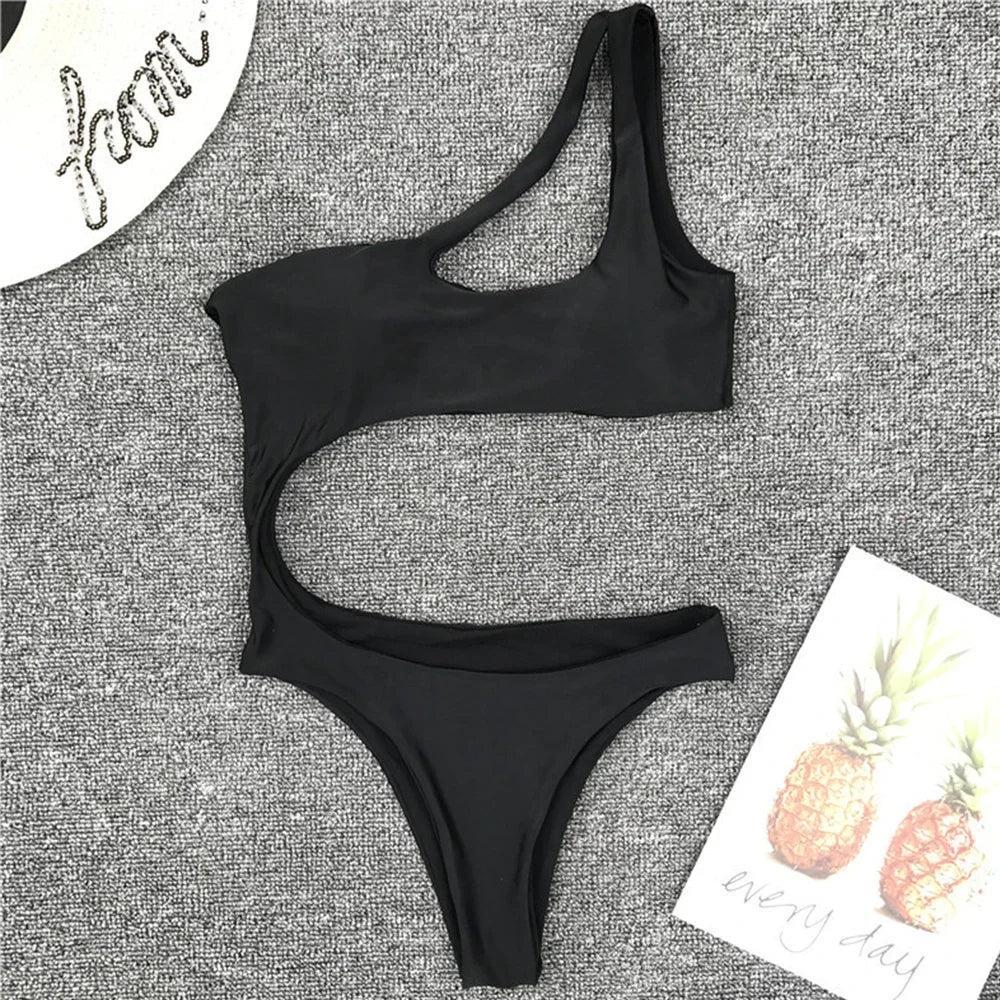 Women's Asymmetric One Shoulder One Piece Swimsuit | High Cut Monokini Swimwear