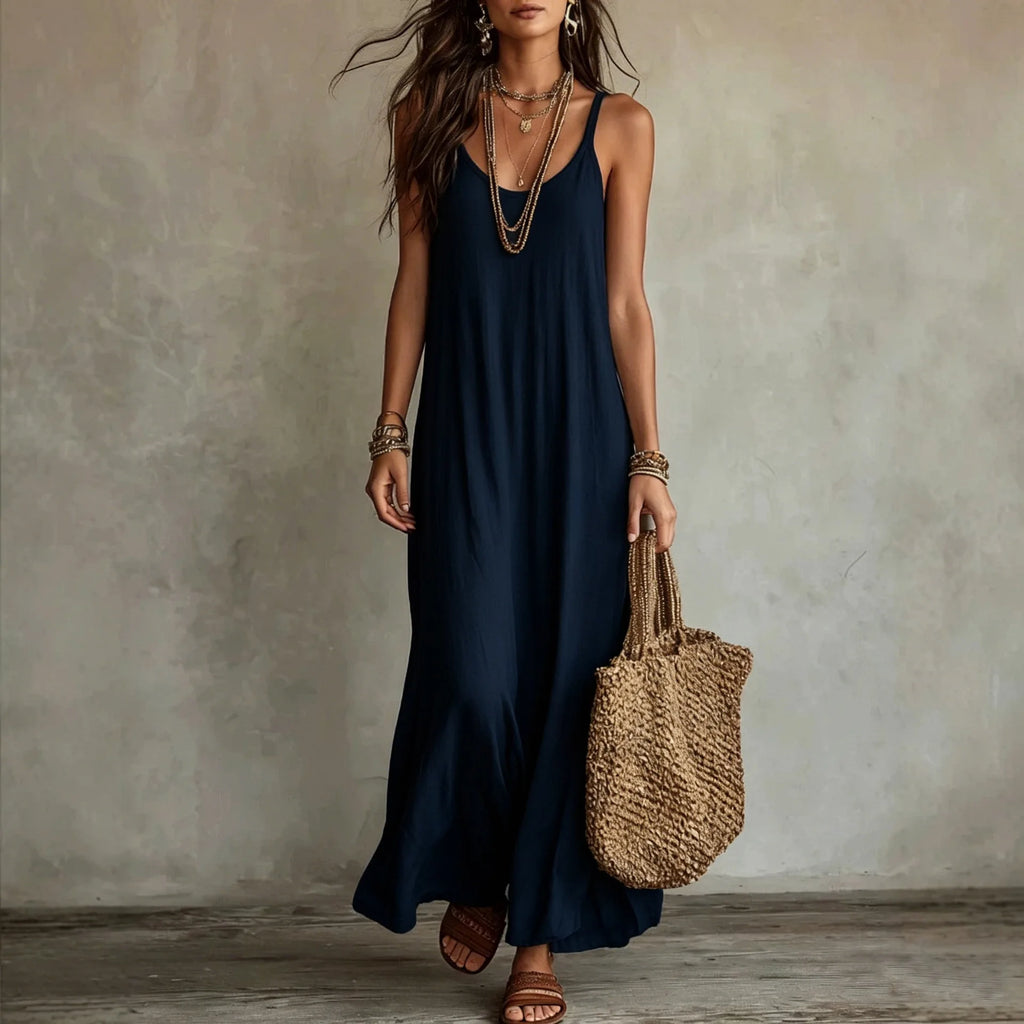 Women's Backless Cami Maxi Dress | Spaghetti Strap Sleeveless Boho Beach Wear