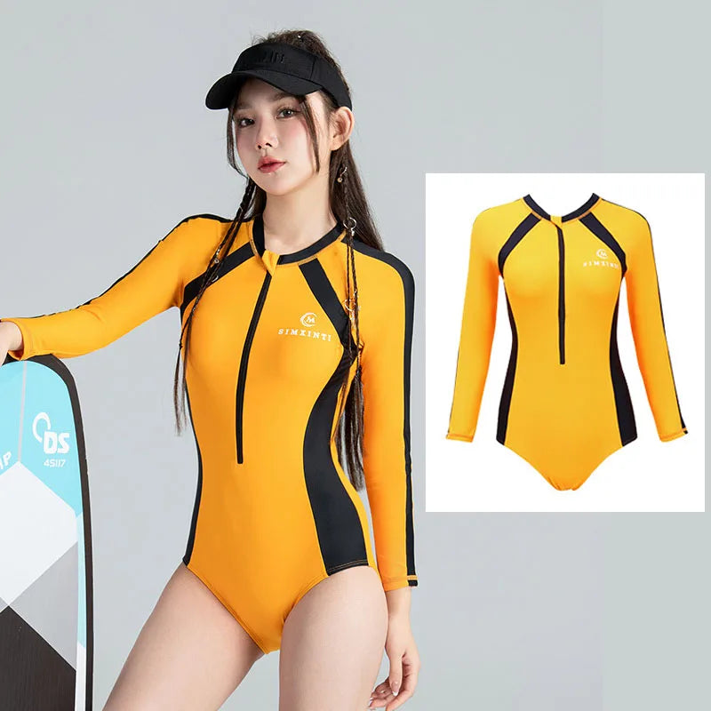 Women's Long Sleeve One Piece Swimsuit | UPF50+ Sun Protection Rash Guard