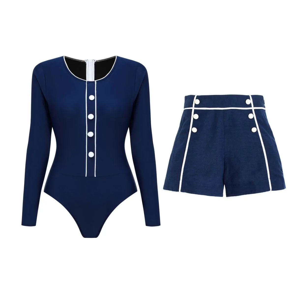 Women's Strapless One-Piece Swimsuit Set | With Shorts Two-Piece Beachwear