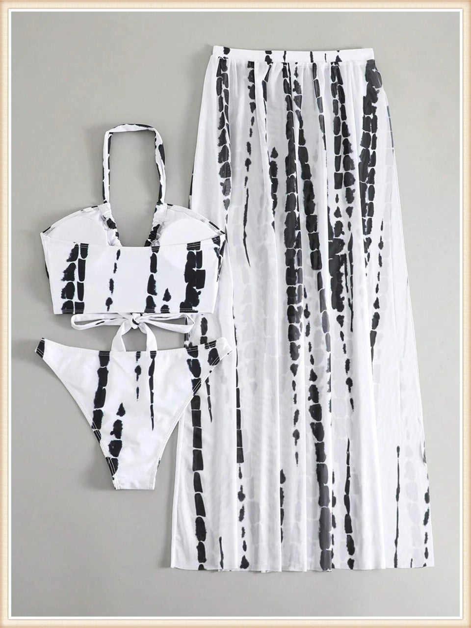 Tie Dye 3 Piece Bikini Set for Women - Cross Halter Swimsuit with Cover Up Pants
