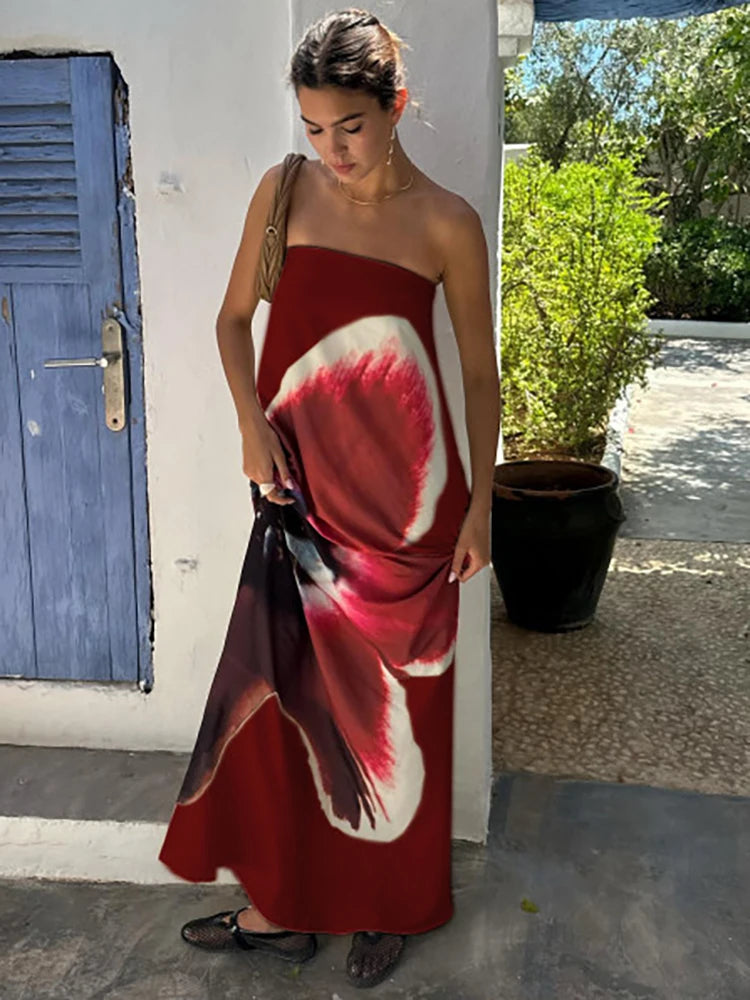 Yellow Floral Maxi Dress - Sexy Strapless & Backless with Belt | Vacation Party Beachwear