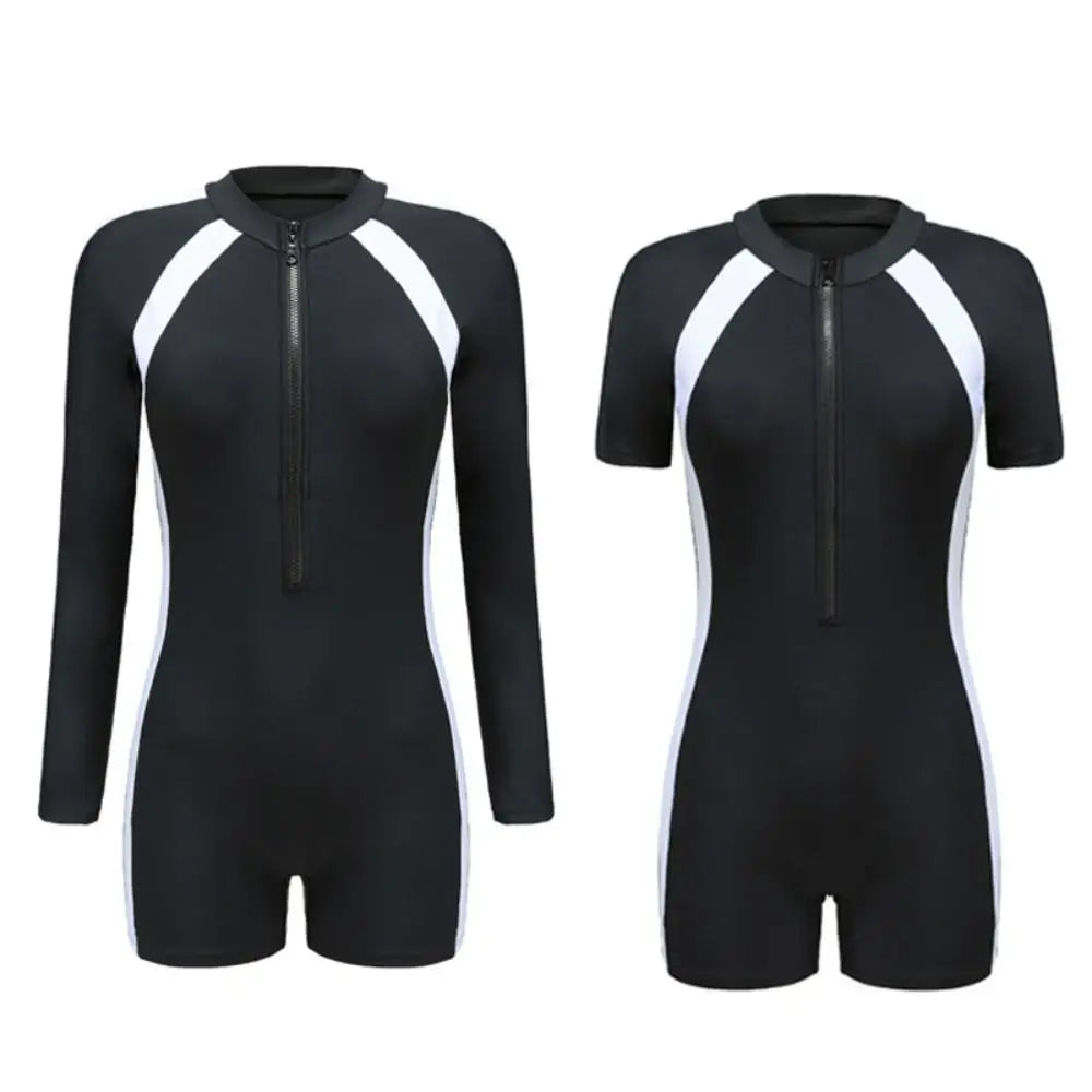 Women's Black and White Patchwork One Piece Swimsuit | Quick-Dry Slimming Swimwear