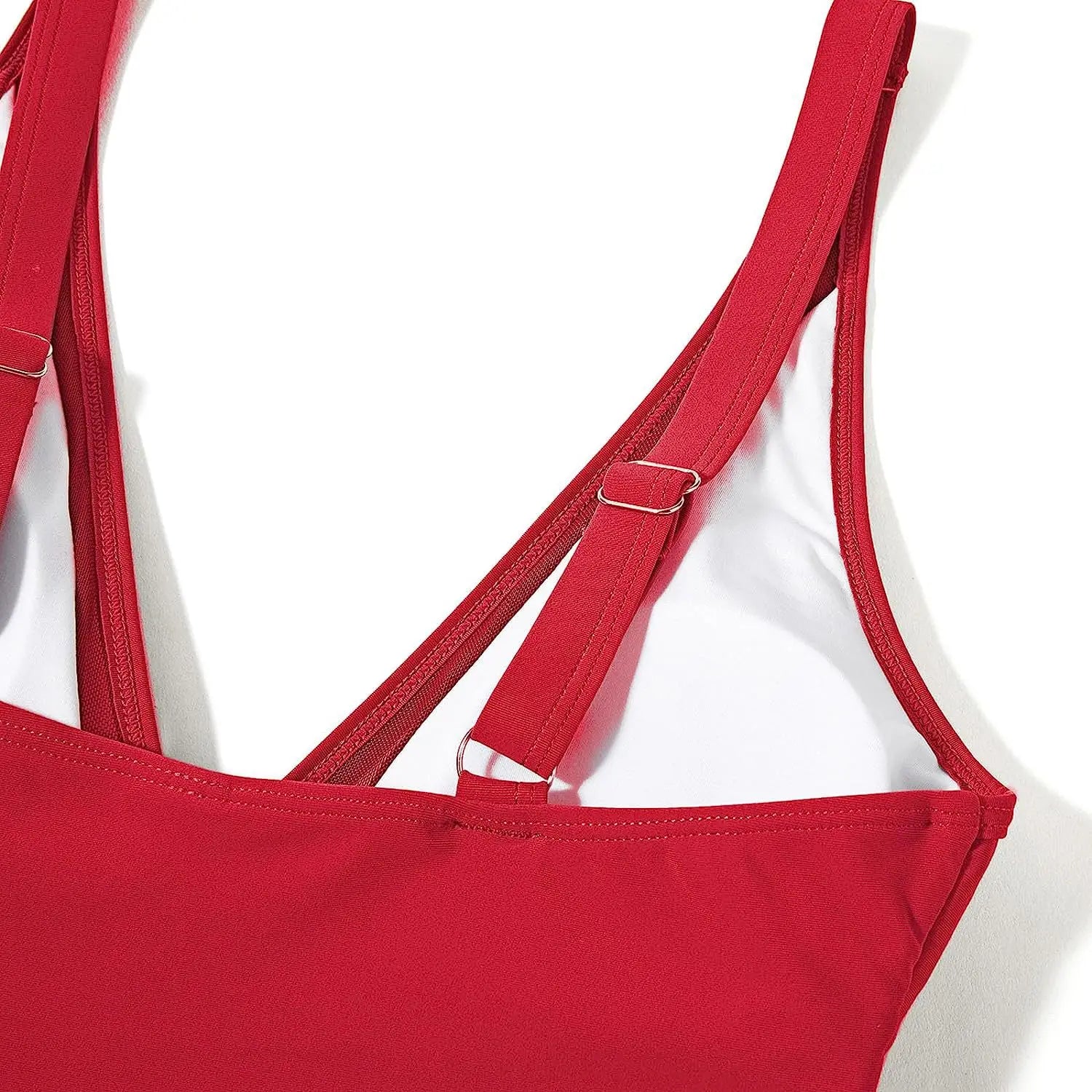 Deep V Neck One Piece Swimsuit - Removable Bra Plain Monokini for Women